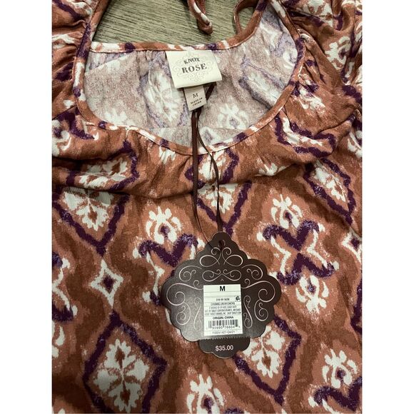 Knox Rose Medium Brown Boho Oversized Dress New - Picture 3 of 8